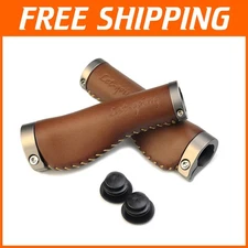 Comfortable Shock-Resistant Leather Handlebar Grips - Fits Various Bike Types