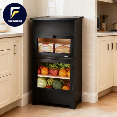 Large Potato and Onion Storage Bin - Wooden Stackable Bread Storage Box with Lid
