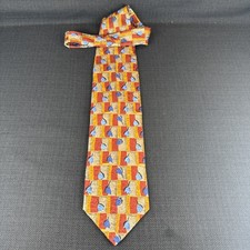 Murano Red Gold Blue Flowers Abstract Mens Tie 100 Silk 59 x 4 Necktie