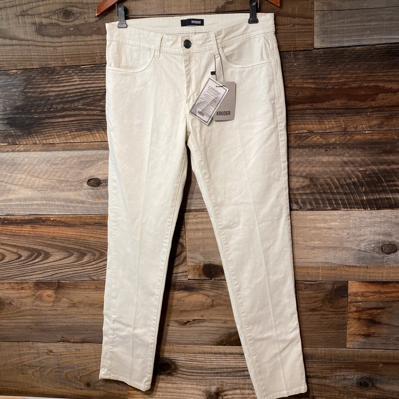 Kruder Brand New Pants Jeans Size EU 46 US 14? Beige Chalk Straight Leg Skinny