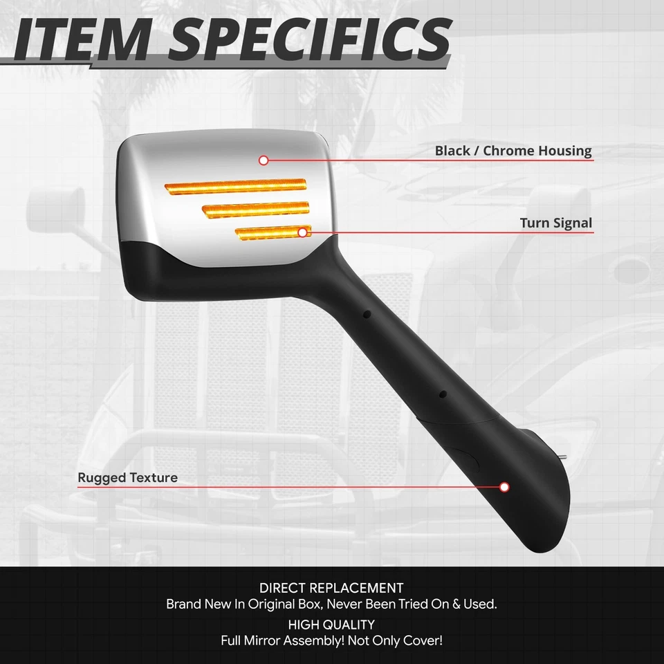 Par de espejos retrovisores laterales con campana de señal de giro de barra de luz LED para Peterbilt 579 2022-2025 Foto 2 de 4