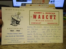 G25 Old QSL Amateur Ham Radio Operator Card HOMEWOOD MANNINGTON WEST VIRGINIA