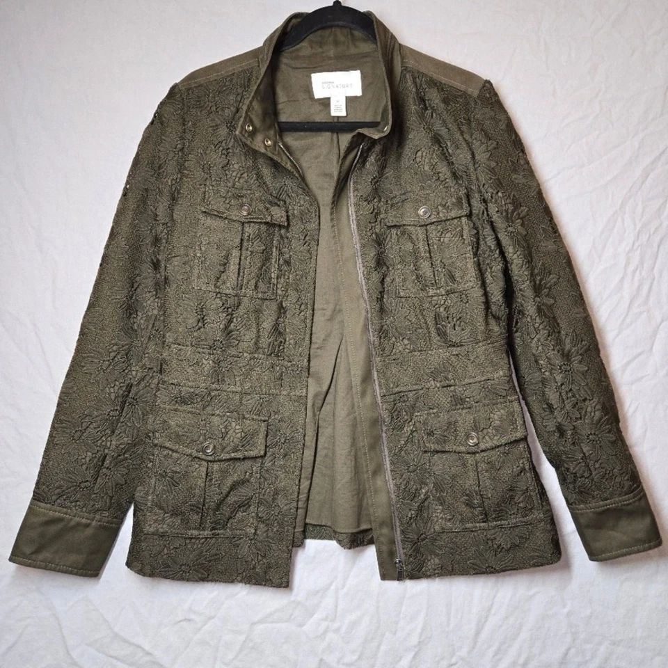 Chaqueta militar Nordstrom Signature de encaje para mujer mediana floral excedente campo Foto 3 de 4