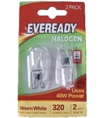 2x G9 40w Eveready OVEN AEG COOKER APPLIANCE Bulb DIMMABLE lights Wax Burn Watt