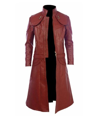 Devil May Cry 5 Dante DMC Leather Trench Coat Mens Vintage Leather Long Coat