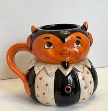 RARE Johanna Parker Transpac Halloween Pumpkin Peep Devil Jumbo Mug 5"x7"