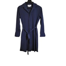 Ministry Of Supply Shirt Dress XS Navy Blue Long Sleeve Button Up