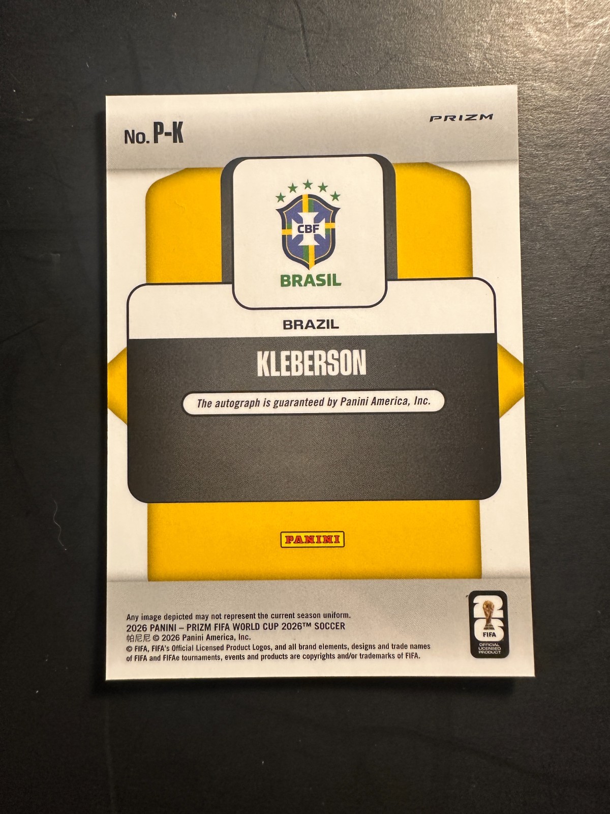 2026 Panini Prizm FIFA World Cup Penmanship Autograph #P-K Kleberson Brazil AUTO view 2