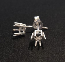 Heart Shape Setting 6 Prong Mount Earrings, Solid Sterling Silver