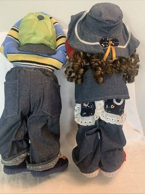 2 Time Out Dolls Vintage Boy Girl Doll Handmade 18 -20''Siblings Brother Sister
