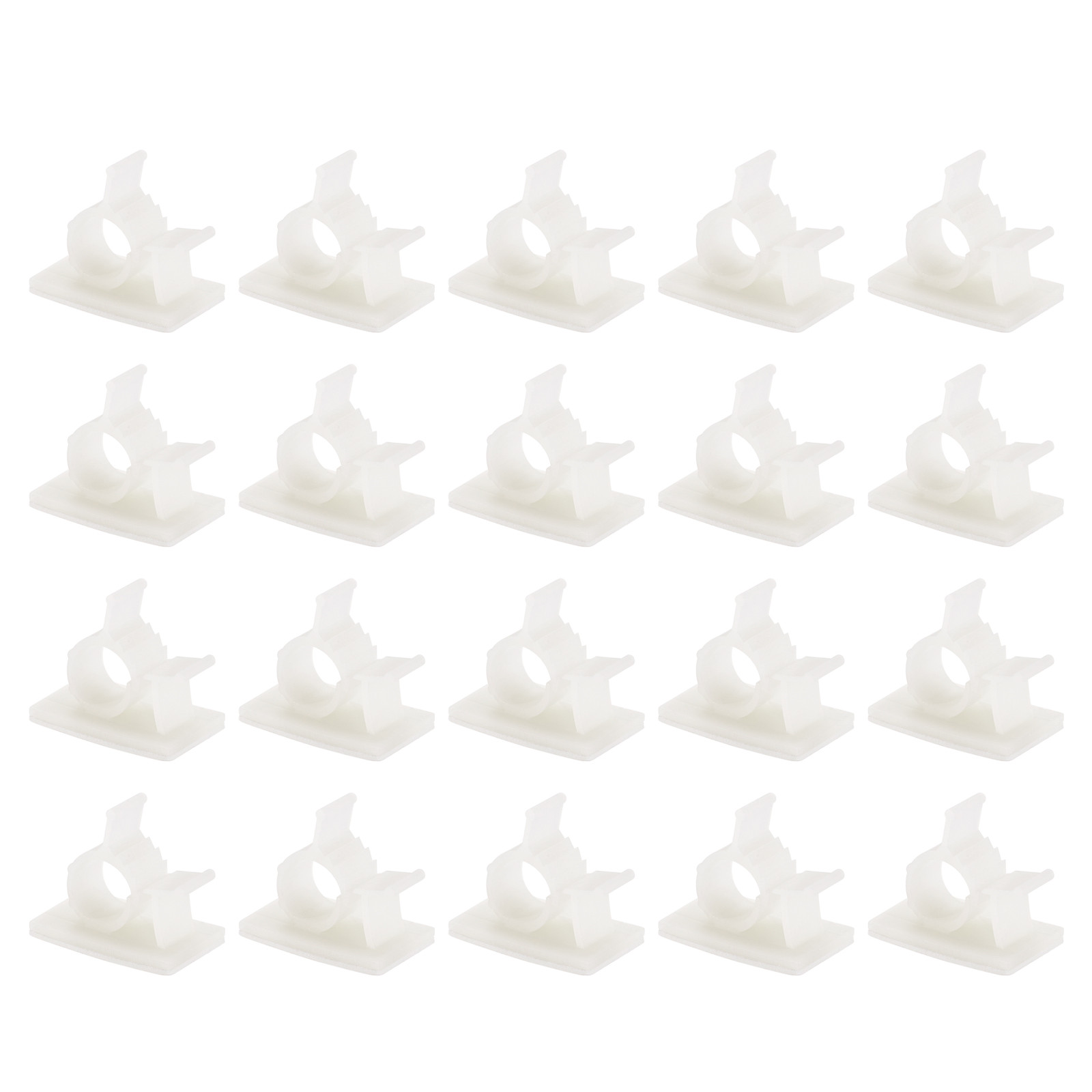20pcs White Self-Adhesive Adjustable Cable Clips 10-13mm for Wire Management