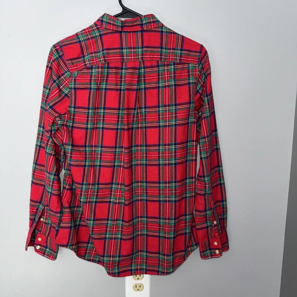 Camisa/blusa feminina Vineyard Vines tamanho 8 vermelha manga longa abotoada  - Imagem 4 de 4