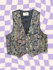 Vintage Tapestry Floral Vest Women's Medium Made In USA Boho Grannycore 90s