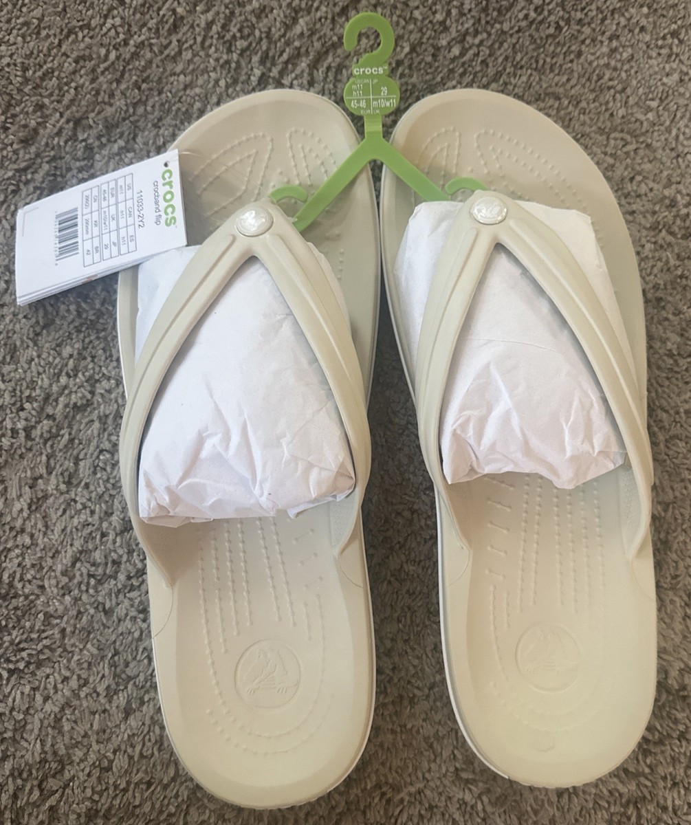 NEW Crocs Mens 11 Womens 12 Crocband Flip Flop Sandals White  display picture 2