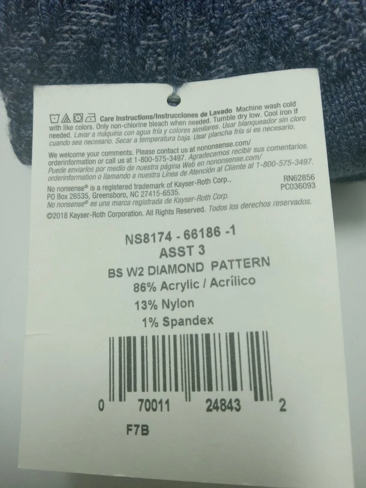 No Nonsense Mujer Medio Pantorrilla Bota Calcetines Zapato Talla 4-10 Azul Ceniza y Negro 2 Pares Foto 3 de 3