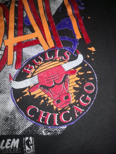 Vtg 90s Chicago Bulls Michael Jordan Black S Shirt Salem Single Stitch USA Rare! - Picture 4 of 16