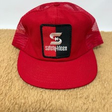 VTG 90s Safety Kleen Patch Trucker Hat Mens Snapback Red Made in USA EUC