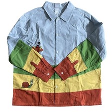 Disney Shirt Adult XL Mickey  Co Embroidered Button Up Blue Multicolor NWT 