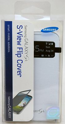 NEW GENUINE Samsung Galaxy S4 White S-View Flip Cover Phone Window Case i9500