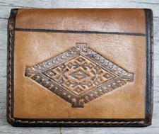 Vintage Brown Embossed Leather BiFold Wallet Billfold