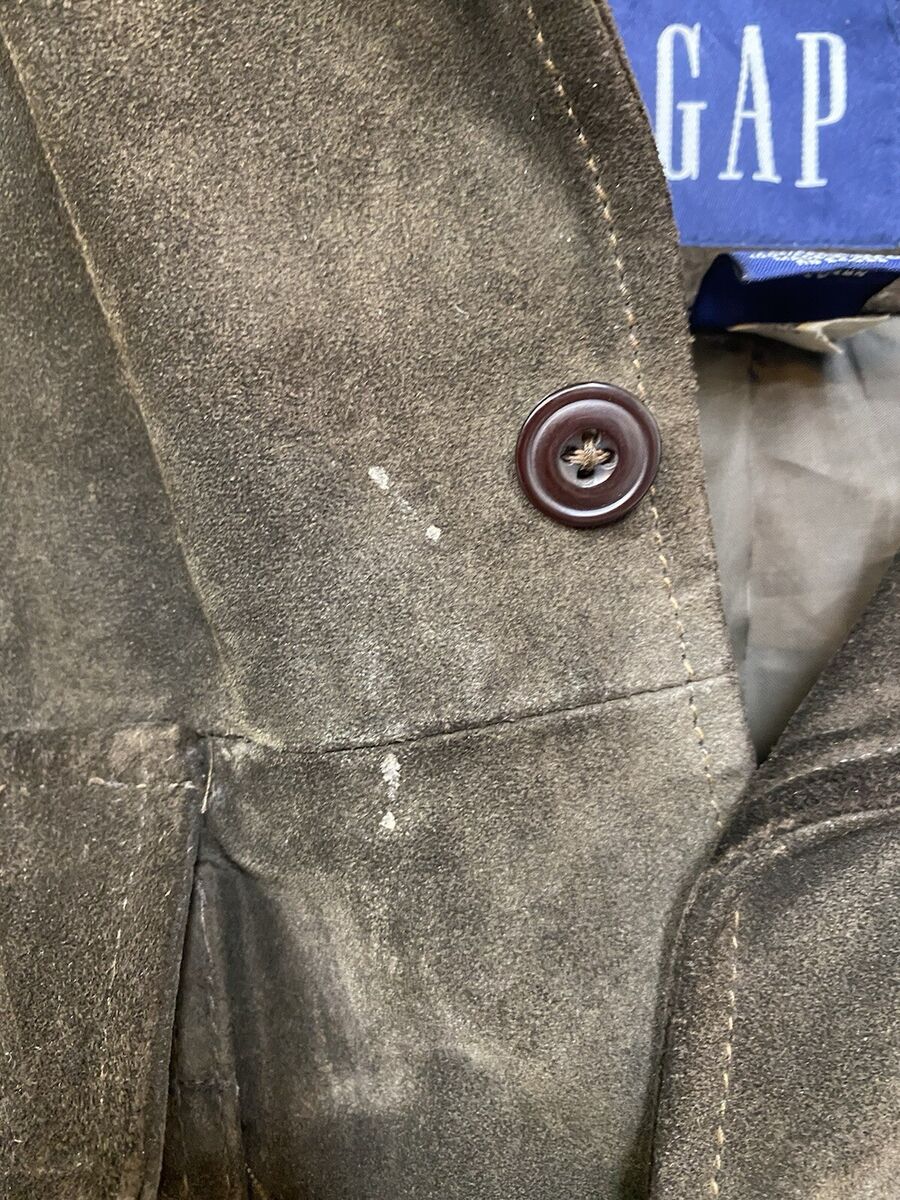 Vintage GAP Suede Leather Jacket Mens Button Up Lined Size Vintage GAP Suede Leather Jacket Mens Button Up Lined Size