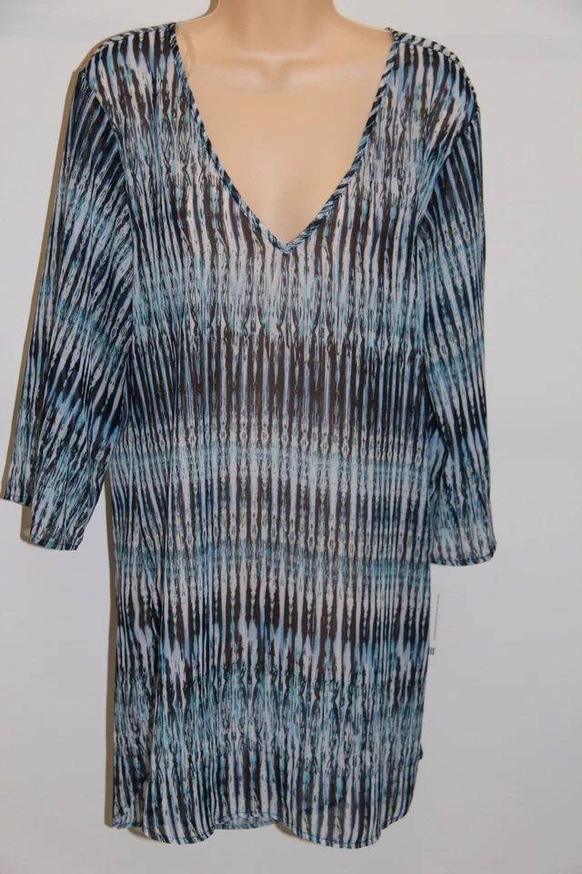 全新 Bar III 泳装比基尼遮盖迷你礼服束腰外衣 M 码靛蓝 — 第 2/4 张图片