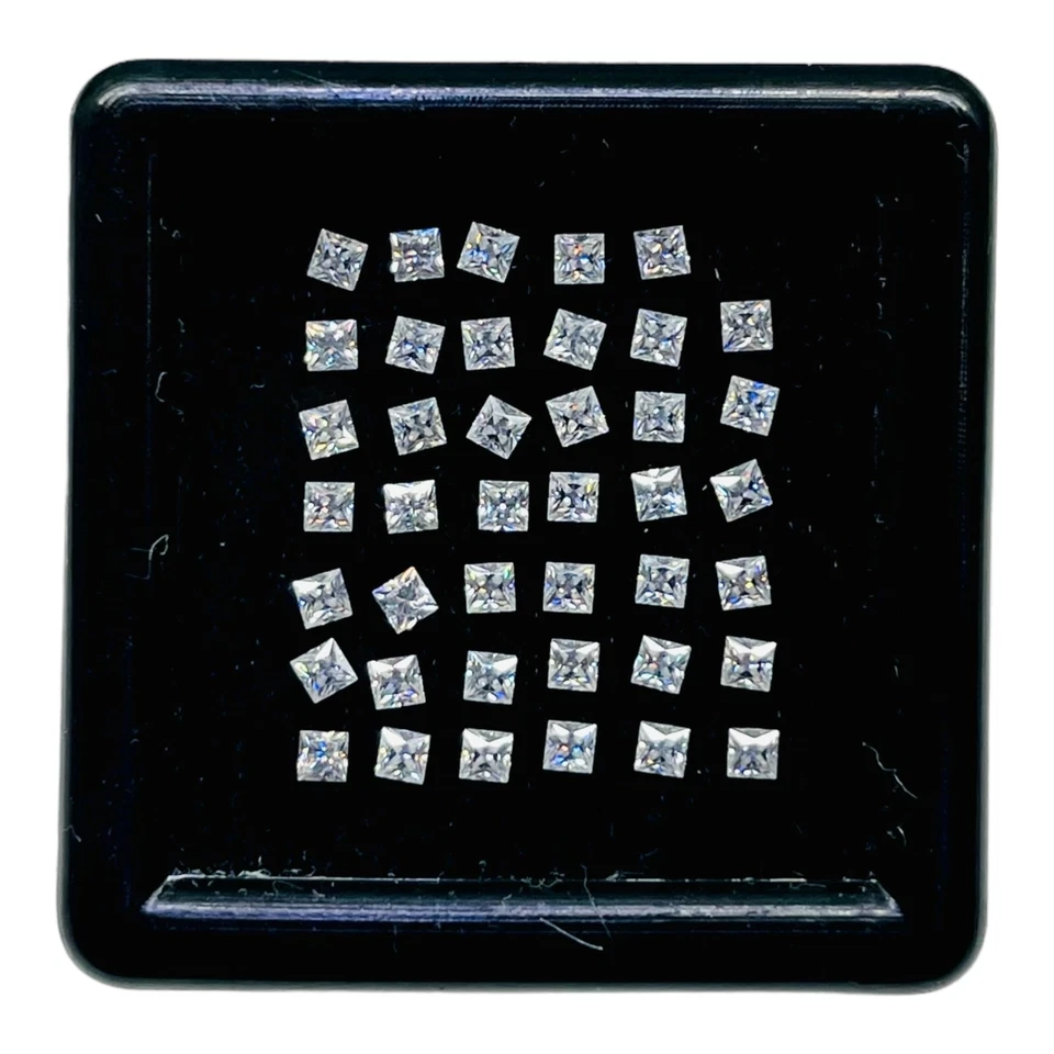 VVS 41 Pcs D Color Loose White Moissanite 1.5mm Princess Cut Wholesale Lot 1 Cts - Image 3 of 4