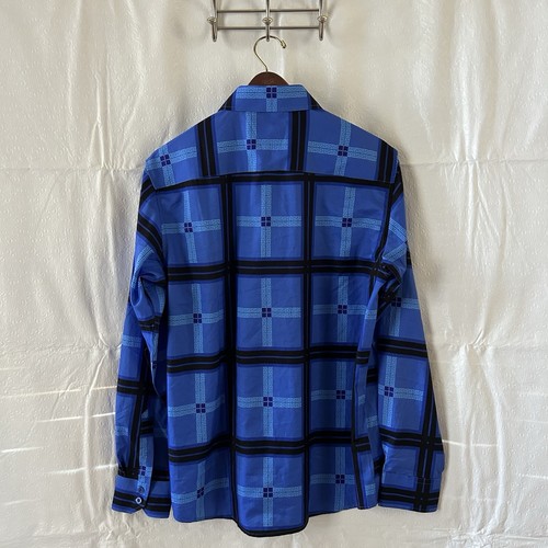 Camisa sedosa azul con cuello abotonado manga larga diseño italiano CHUX X para hombre talla M - Imagen 3 de 7