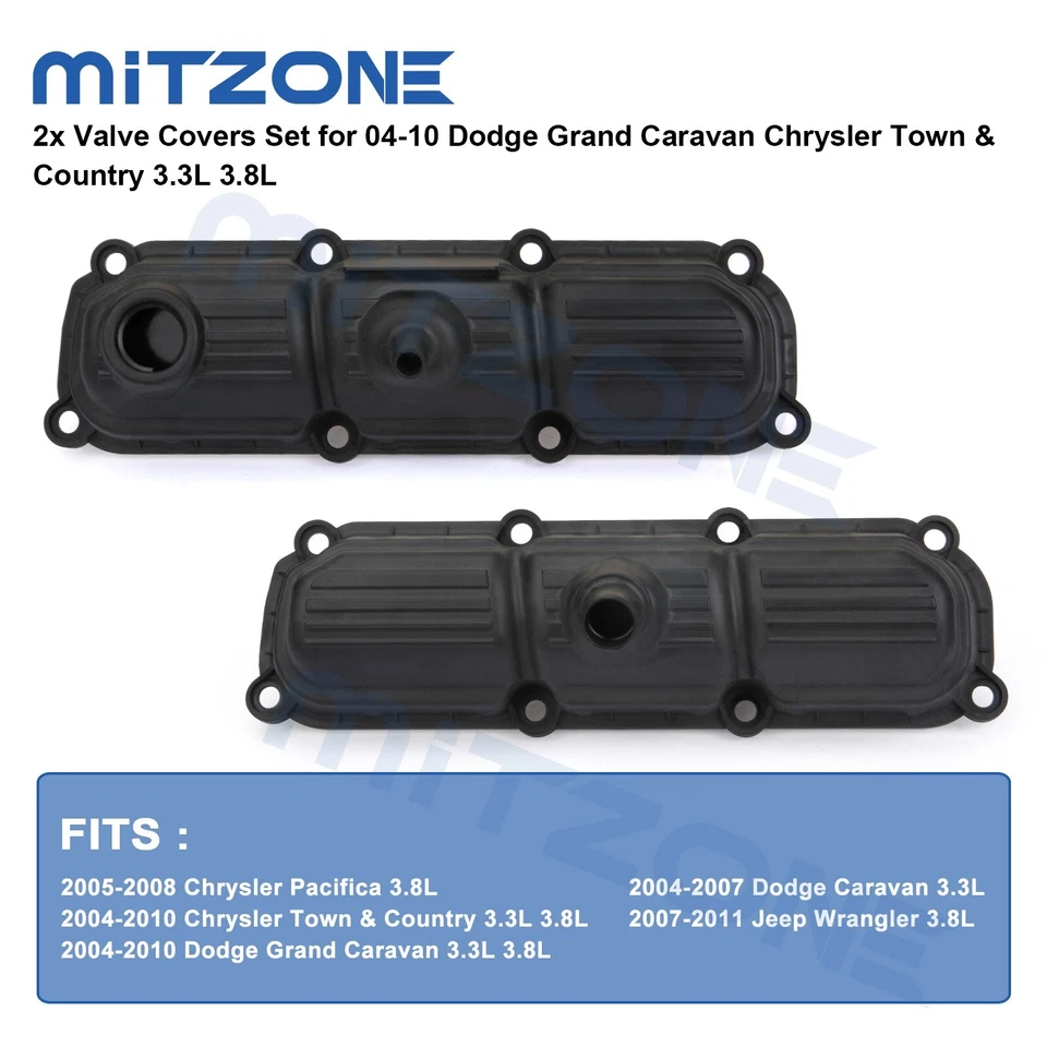 2x Cubiertas de válvula para 04-10 Dodge Grand Caravan Chrysler Town & Country 3,3 L 3,8 L Foto 3 de 4
