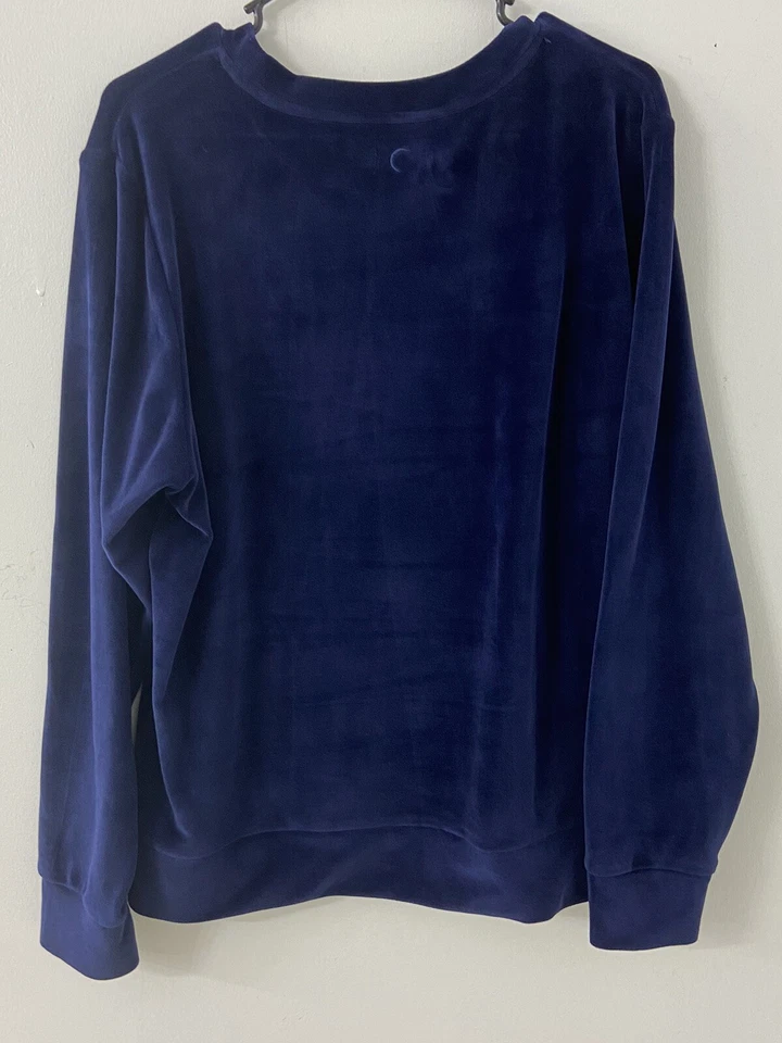 Zyia Active Velvet Blue Velour Logo Pullover Sweatshirt Size 2XL Athleisure - Image 2 of 4