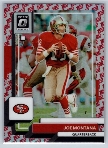 Joe Montana - 2022 Panini Donruss Optic Card #176 SSP 100 Emoji Prizm Case Hit