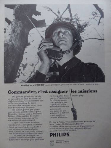 1973-74 PUB PHILIPS DEFENSE SYSTEMS EMETTEUR RECEPTEUR MC 203 PORTABLE FRENCH AD - Photo 1 sur 1