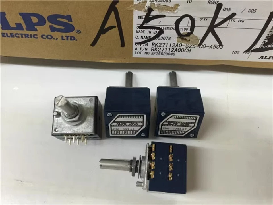 RK27 Dual-unit Volume Potentiometer A50K A100K 25mm 6 Pins Amplifiers for ALPS - Image 2 of 4