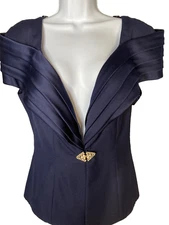 Alex Evenings Cocktail Dress Top Size 14 Navy