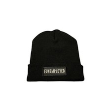 FUNEMPLOYED Black Beanie Hat Made In USA OSFA