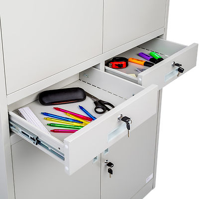 Mobel Armoire De Rangement Metallique 2 Tiroirs 4 Portes Meuble De Bureau 180x90x40cm Mobel Wohnen Elin Pens Ac Id