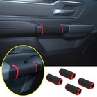 4P Red Interior Door Handle Cloth Cover Accessories For 2018-2021 Dodge RAM 1500