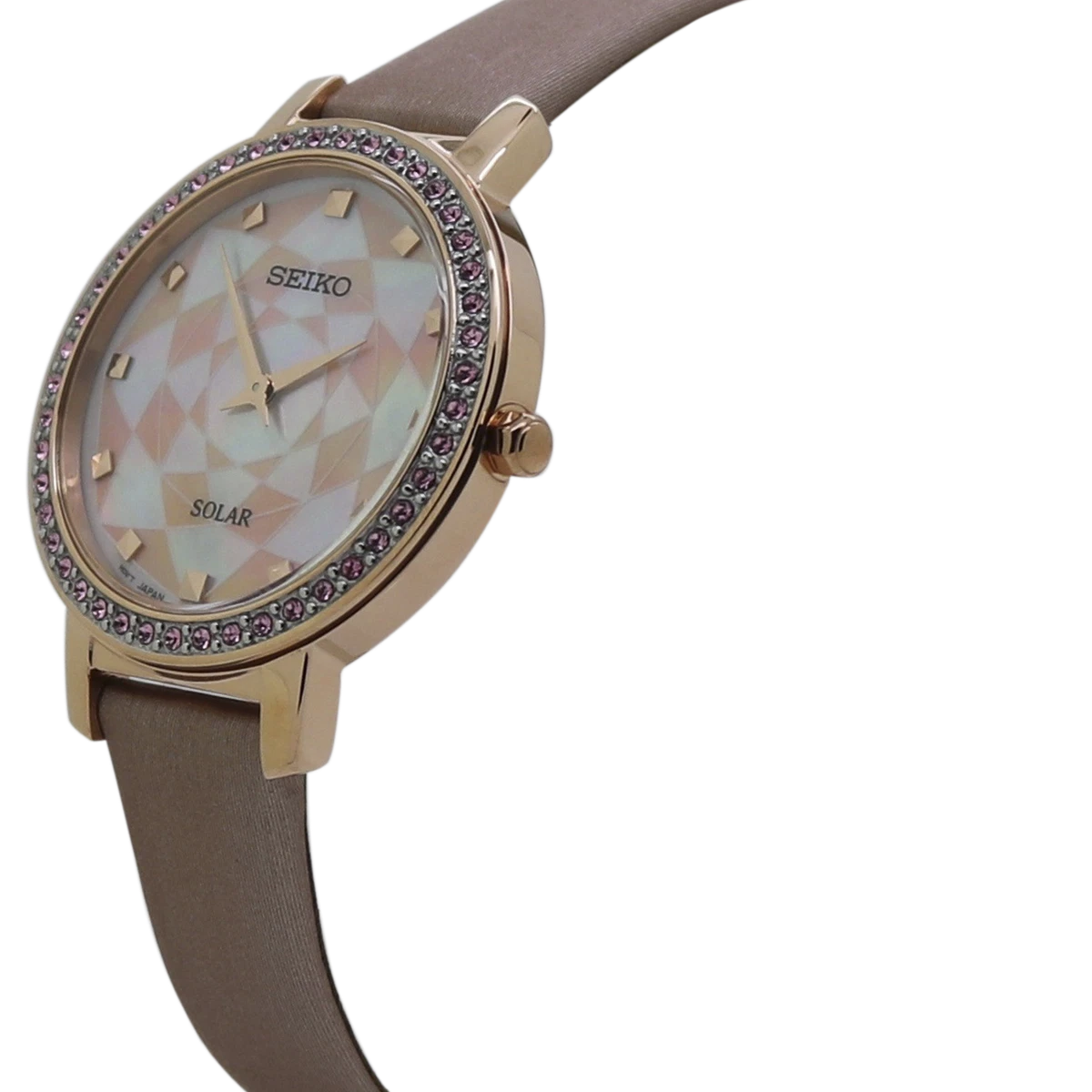 Seiko Quartz Mother of Pearl Dial Pink Leather Band Ladies Watch