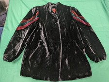 Vintage Sasson Borgazia 80's Women’s Faux Fur Black Coat Striped Sleeves Size 16