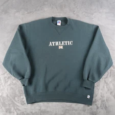Vintage 90s Mens Russell Athletic Sweatshirt Crewneck L Green Sweater USA Made