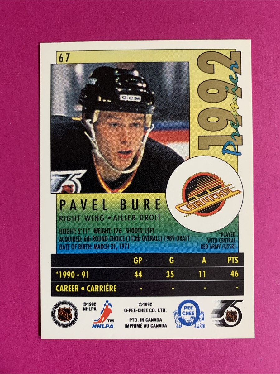 🐶 1991-92 O-Pee-Chee Premier Pavel Bure Rookie #67 | eBay