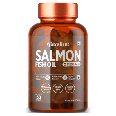 Nutrafirst Salmon Fish Oil Capsules with Omega-3,EPA & DHA -60 Softgels