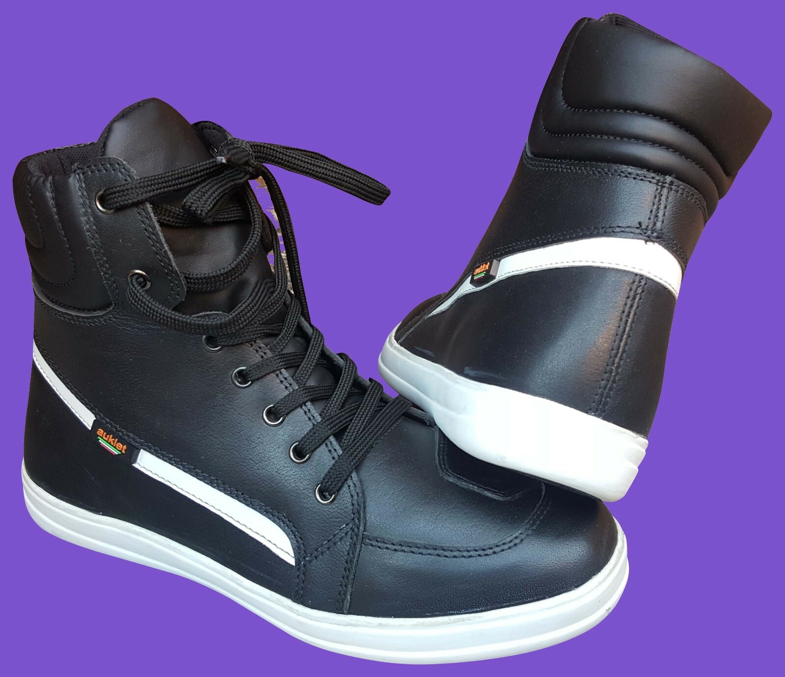 Stivali Scarpe Moto Motociclismo Protezione Strada Sneaker Nero Pelle APW