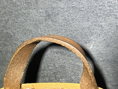 LONGABERGER 1995 Small BASKET Cloth Insert LEATHER HANDLES 7x5x4 NICE! - Picture 9 of 12