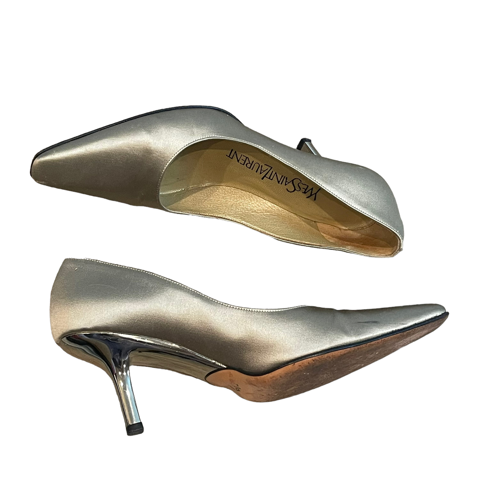 Yves Saint Laurent Slip On Metallic G Heel Pumps Women's Size 5.5