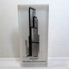Vintage SEARS TOWER Bank & trust Lucite tower Paperweight