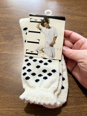 ELLE Active Women s Socks Dots Vintage 90s Acrylic Nylon Blend NWT Deadstock #1