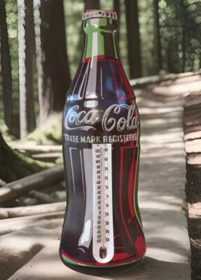 Vintage Coca-Cola Coke Bottle - 1998 Tin Thermometer Coca-Cola Co. 16'' Tall
