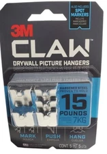 3M CLAW Drywall Picture Hanger 15 Pounds Lot Of 5