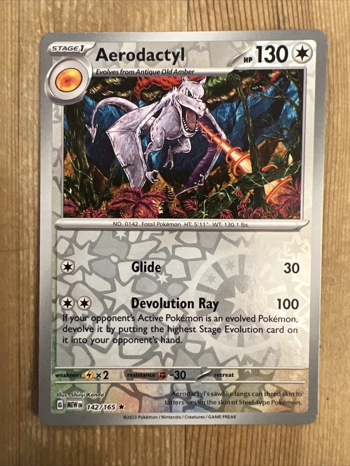 Pokémon TCG Aerodactyl Scarlet & Violet - 151 142/165 Holo Rare NM